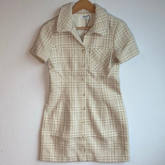 Rumored Dresses & Skirts - Rumored Notting Hill Mini Dress Chic Minimalist Modern Sz 4 Beige Glen Plaid
